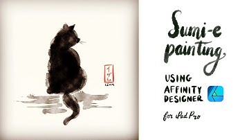 digital sumi-e painting tutorial of a Cat using Affinity Designer for iPad