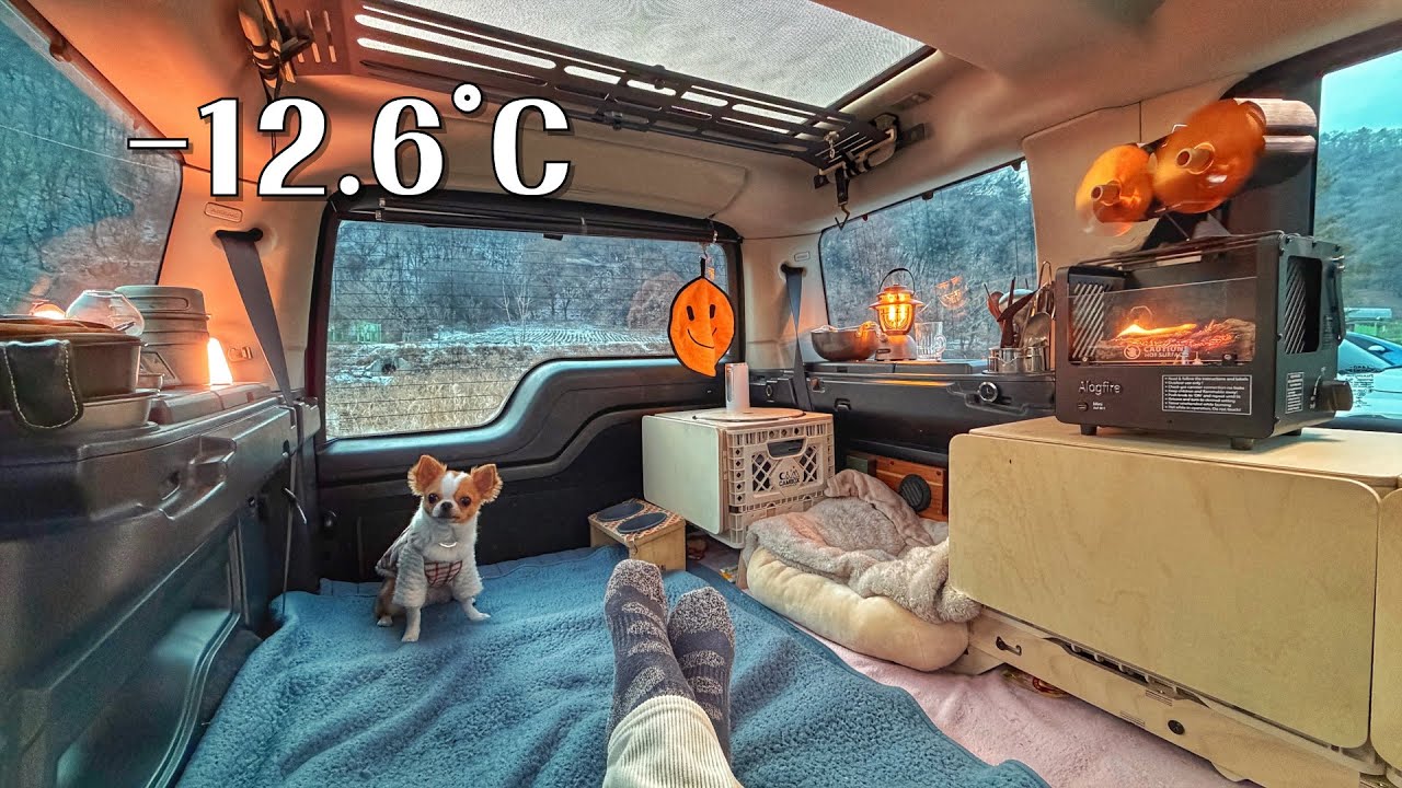 Уютный кемпинг на машине во время -12°C