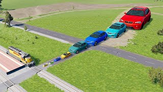 Big & Small Cars vs Train #1 - BeamNG DRIVE | SmashChan
