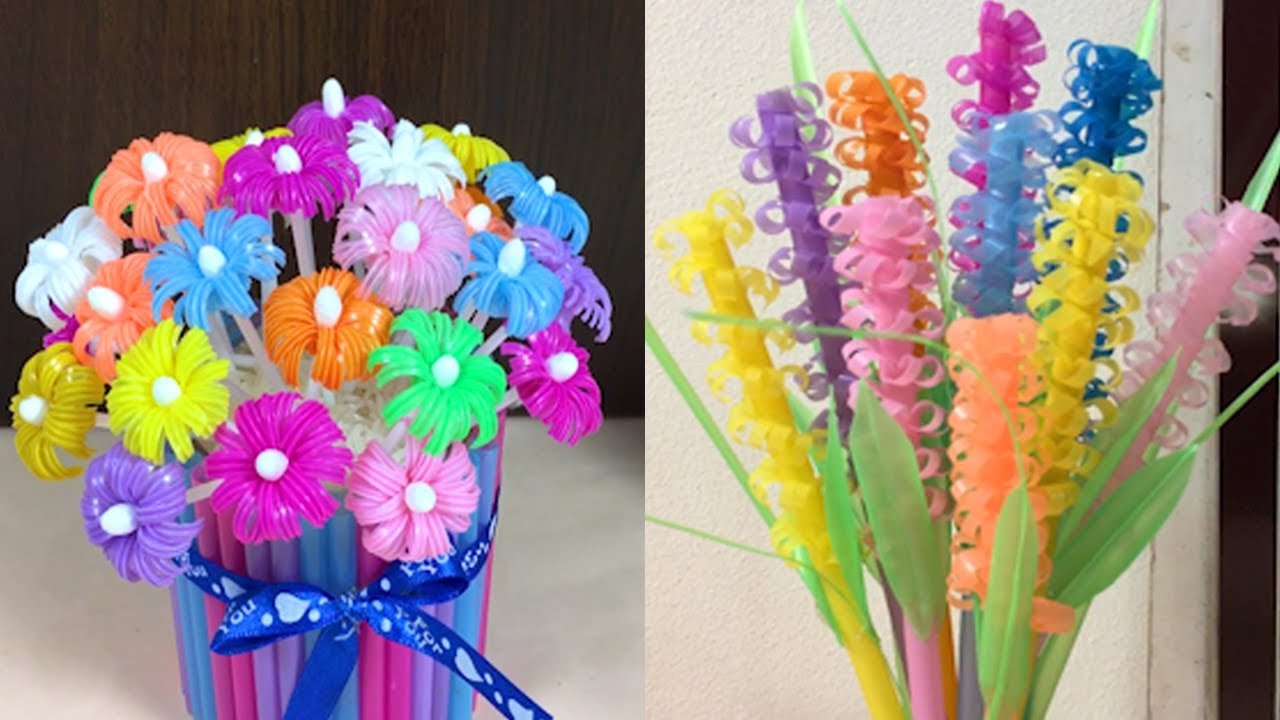 How To Make Artificial Flowers From Plastic Tubes Lavender YouTube