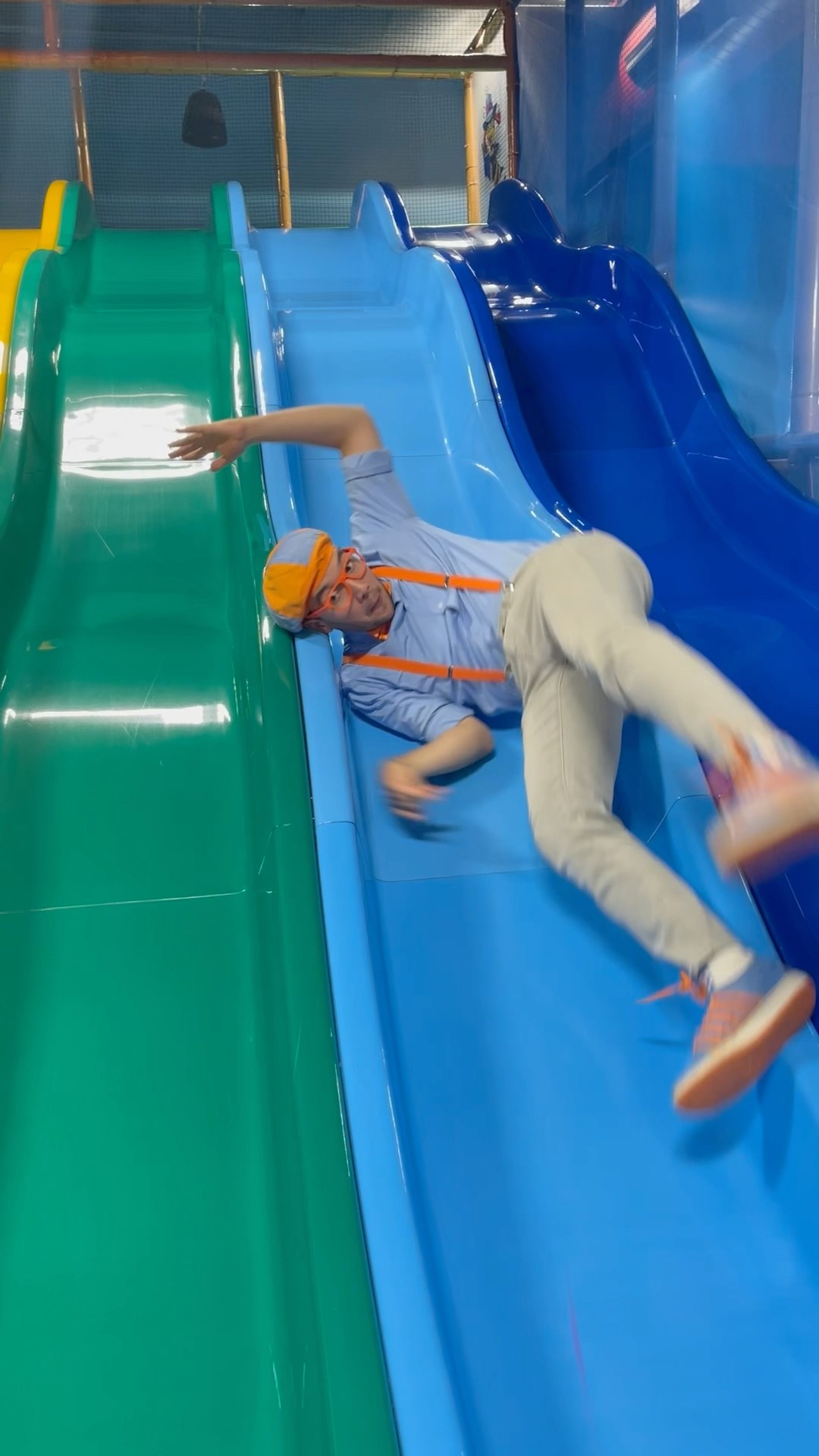 Blippi wiggles TOO hard down the slide?! #blippi #shorts
