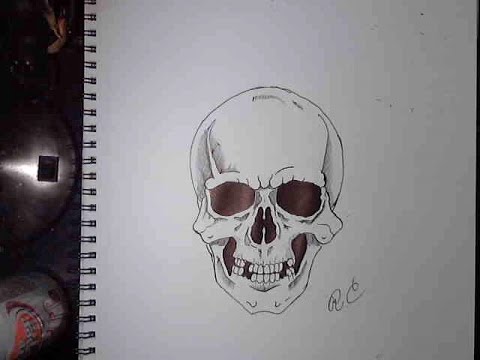 how to draw a really cool human skull - YouTube