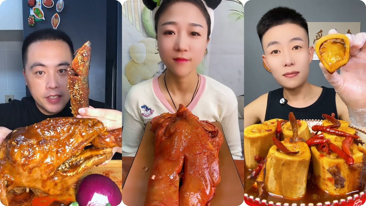ASMR MUKBANG 먹방 모음이 팅쇼 리얼 사운드 🍖 Beef Ribs, Pork Belly & Intestine 🌶️ CHINESE FOOD EATING SHOW
