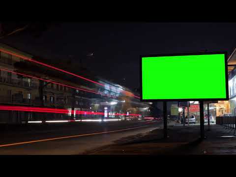 Night Street Time Lapse with Billboard  Advertisements Billboard Green Screen With Download Link
