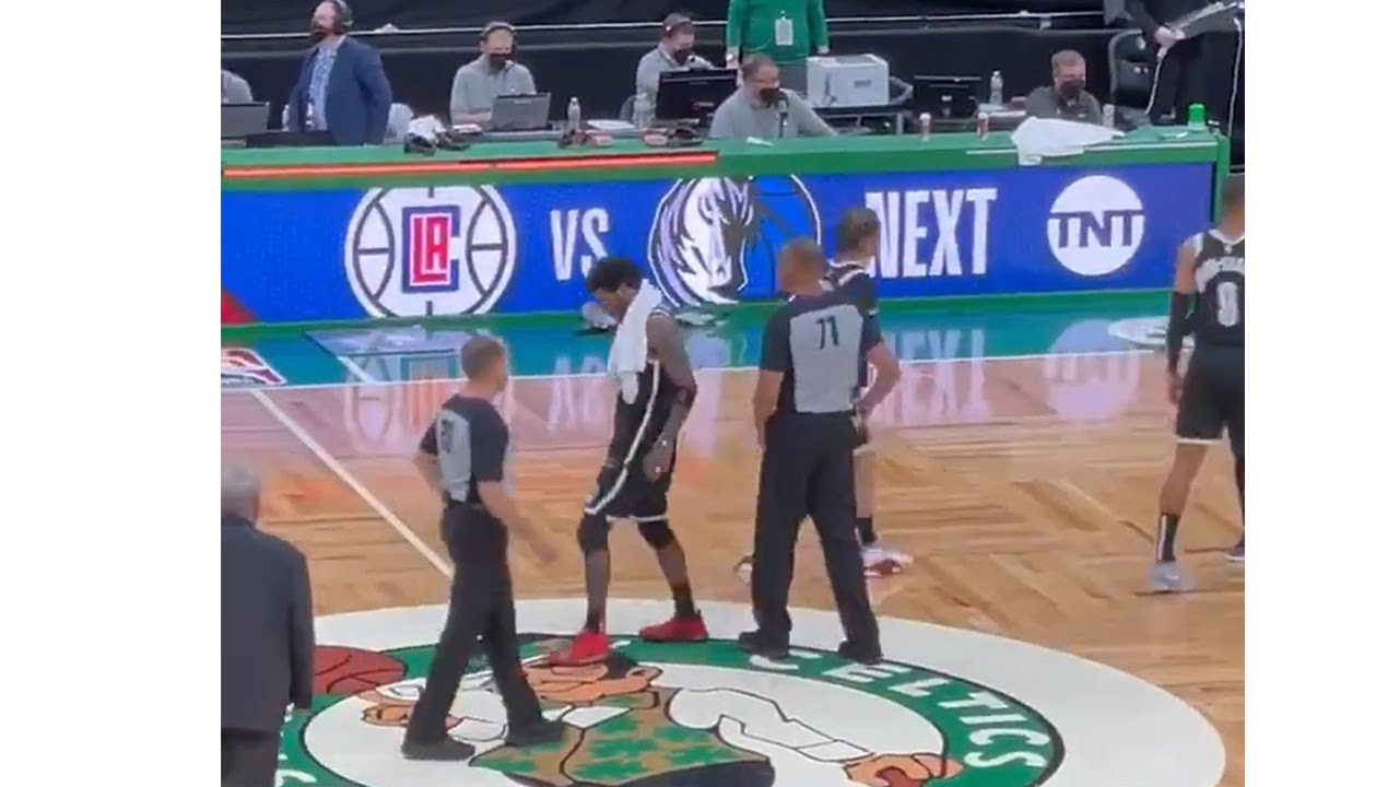 Kyrie Irving appeared to step on the Celtics logo at mid court with a  little extra something - YouTube