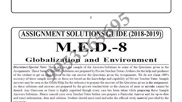 IGNOU MED-8 solved assignment 2018-19 | Globalization and Environment
