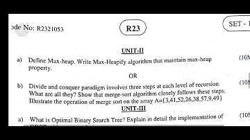 advanced data structure and algorithm analysis - set1 jntuk r23 and autonomous - cse