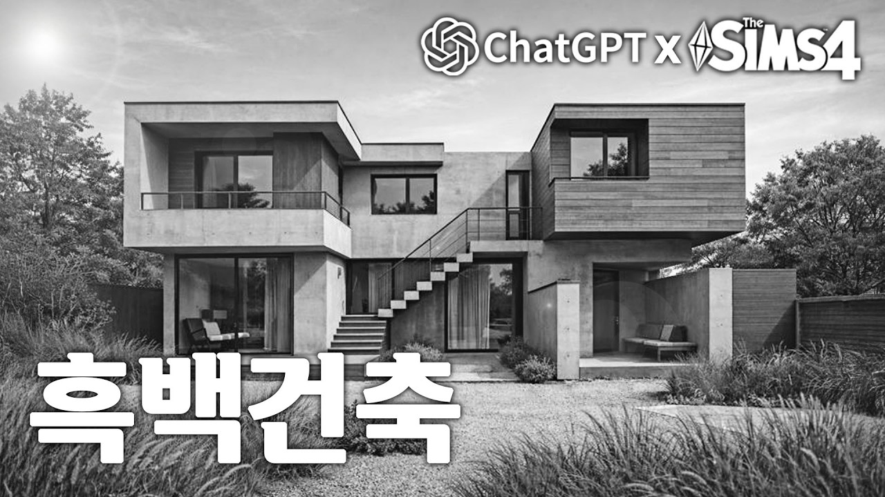 [심즈4] 챗GPT한테 레퍼런스 받았습니다_근데 이제 모노톤을 곁들인.... SIMS4 NOCC BUILD Grey Modern House w. ChatGPT