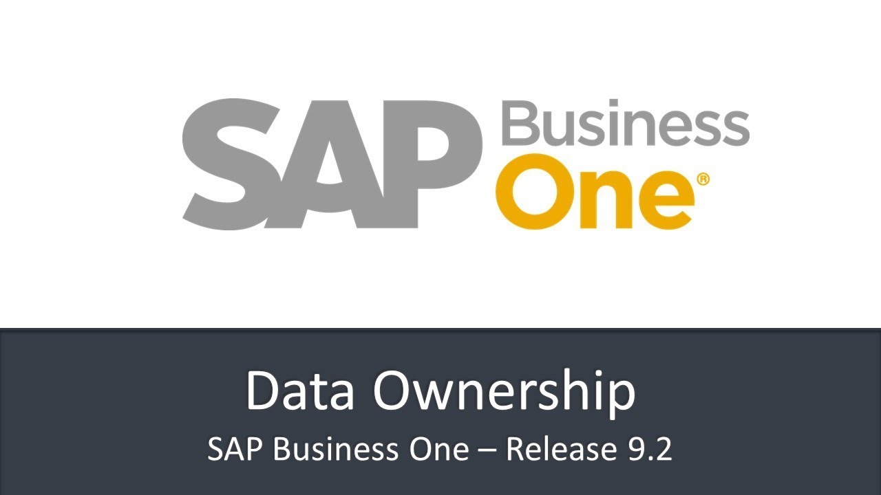 SAP Business One 9.2 - Data Ownership - YouTube