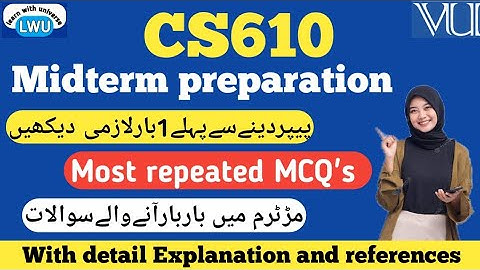 cs610 midterm preparation 2025||cs610 most repeated and important MCQ