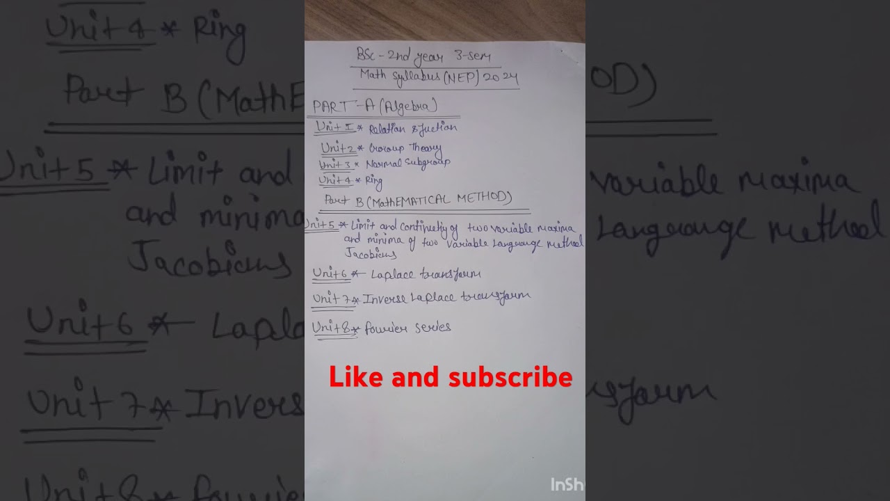 BSC 3 sem maths syllabus (NEP) 2024