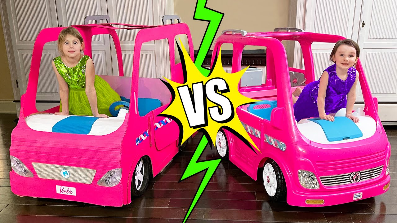 ⁣Five Kids Barbie Car Real & Сardboard Birthday Party