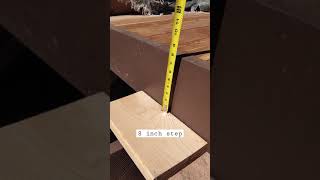 First Step is 8 inches ... #shorts
for some reason a few of our viewers have confused the rise with the run on our stair stringers. as youll see in this video the height of the first step off the deck is 8 in. First Step is 8 inches ... #shorts