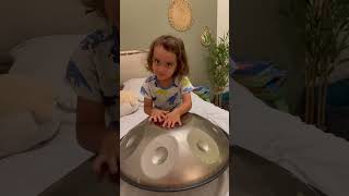 Handpan baby learning to play