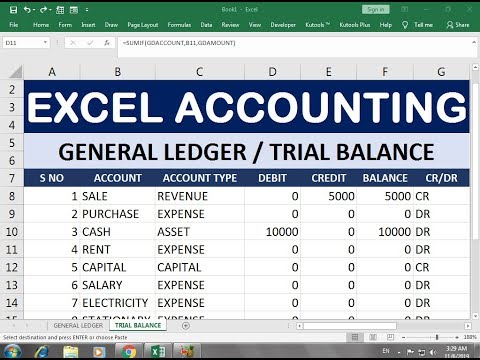 how-to-make-general-ledger-|-trial-balance-sheet-in-excel-hindi