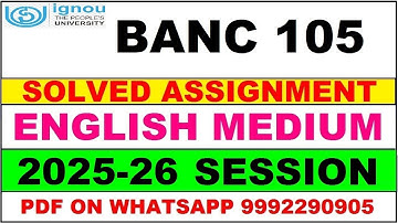 BANC 105 solved assignment 2025-26 in English || banc 105 solved assignment 2026 || banc105 2025-26