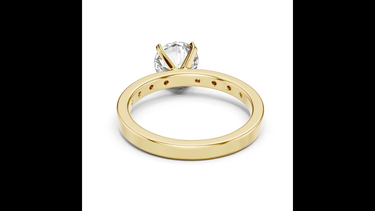 Round Diamond Flush Set Accent Engagement Ring