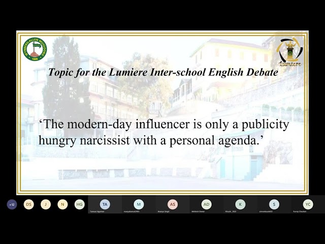 Lumiere Inter-School English Debate Final Meeting Link for the 4th of September 8 am Part 1-2021