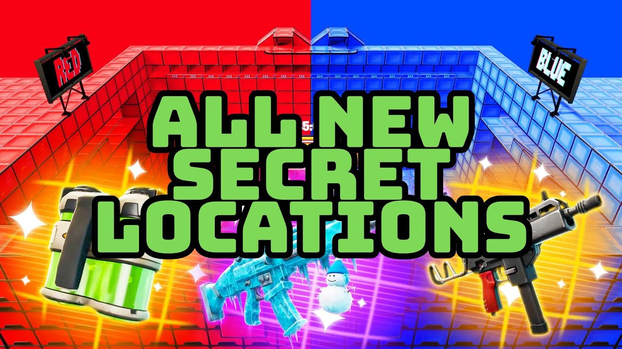 ALL SECRETS CODE CRAZY RED VS BLUE MAP FORTNITE - FIND ALL SECRET CODE LOCATIONS (PART 1)