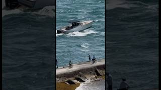 Fancy boat at the wavy Haulover Inlet. Filmed exclusively for us by my good friend Scott