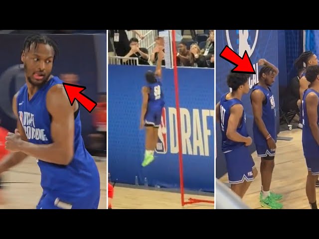 Bronny James Highlights at NBA Draft Combine! Vertical Jump, Agility Drill class=