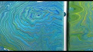 ACRYLIC POUR: TREE RINGS ON BLACK AND WHITE BACKGROUND