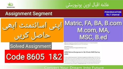 AIOU Solved Assignments 1& 2 Code 8605 Spring 2020
