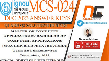 DEC2023 MCS024 Q1,Q2 answers Hindi #MCS024 #ignoubca #bca #ignouexams #ignouexampaper #ignouexamtips