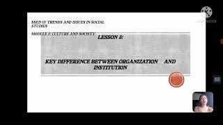 KEY DIFFERENCE BETWEEN ORGANIZATION AND INSTITUTION. Profile