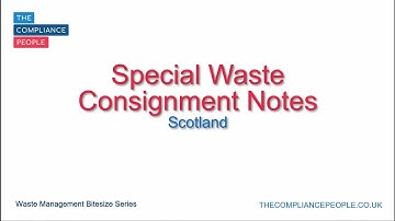 Special Waste Consignment Notes Scotland