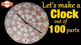 Making a clock out of 100 wooden parts | woodworking with scroll saw