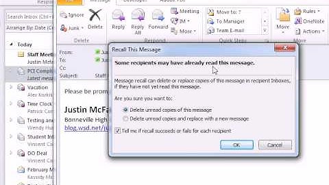 recall email in Outlook 2010