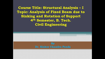 Analysis of Fixed Beam due to Sinking and Rotation of the Support