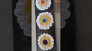 Beautiful Flower Rangoli Design 🌼 Easy Border Rangoli for Home Entrance| Simple Daily Rangoli#shorts