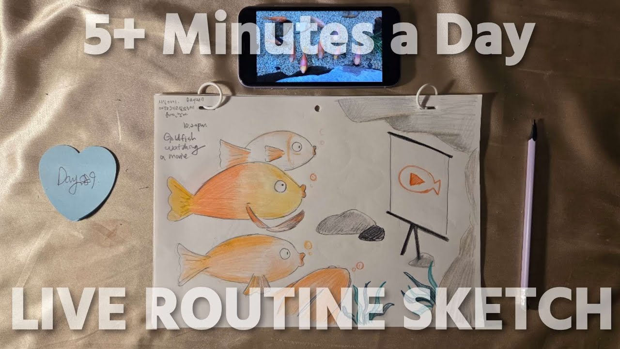 🎙✏️ Day289 멍 때리고 있던 금붕어들 그리기 (aquarium sketch) 