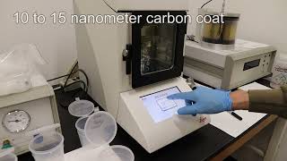 Carbon coating rock and mineral samples for SEM and electron microprobe analysis