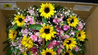 H23/1/14発送-ひまわり12本入Fアレンジ～梱包迄-FS江口