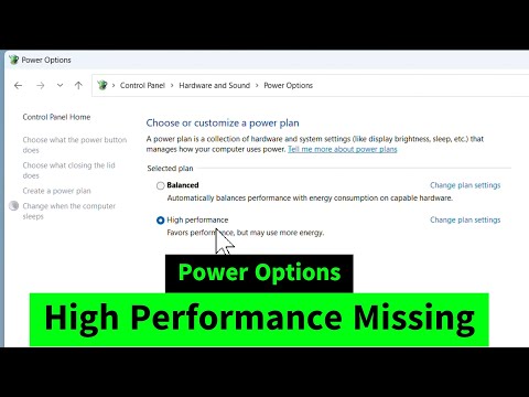 High Performance Power Plan Missing from Power Options | Add High Performance Power Plan in Windows