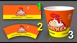 Design Fried Chicken Paper Bucket Using Adobe Illustrator and Esko تصميم كوب ورقي ايسكو و اليستريتر