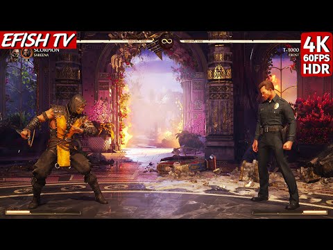 MKX Scorpion vs T-1000 (Hardest AI) - Mortal Kombat 1