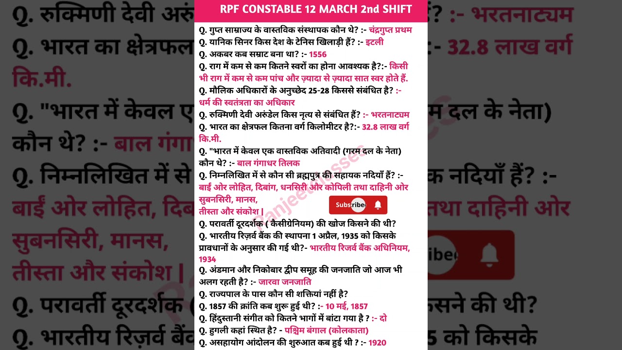 RPF Constable 12 Mar 2nd Shift Exam ANSWER KEY Analysis 2025| RPFConstable Question | | RPF Question