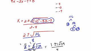 MAC 1105 sec 1.5 part 3 - quadratic formula (p. 10, 11 in packet)