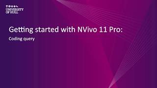 NVivo 11 Pro: Coding query