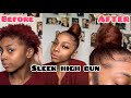 Sleek High Bun on Short Natural Hair | Using Braiding Hair