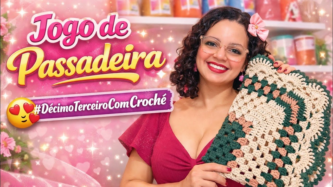 Esse jogo é perfeito,quem vê vai se apaixonar #crochet #artesanato #jogodepassadeira 