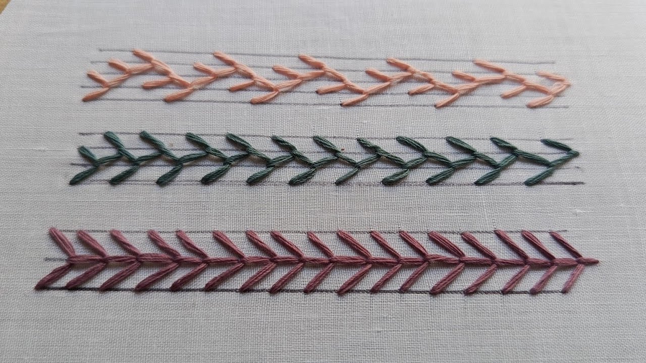Most popular Fern and Double Feather Stitch Embroidery Tutorial|Fern stitch double feather stitch