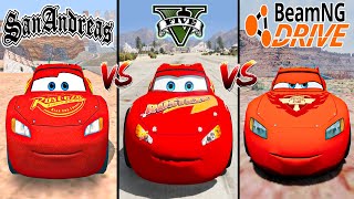 GTA San Andreas Lightning McQueen vs GTA 5 Lightning McQueen vs BeamNG McQueen - WHO IS BEST?