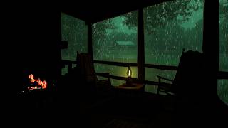 Heavy Rain at Night Balcony View - Powerful Natural Sleep Therapy and Stress Relief Sounds
