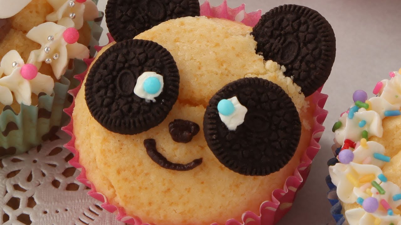 How To Make Panda Cupcakes パンダのカップケーキレシピ 簡単かわいいキャラ弁の作り方 Youtube