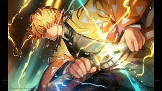 Zenitsu (Demon Slayer) 1366x768 black bars PC wallpaper